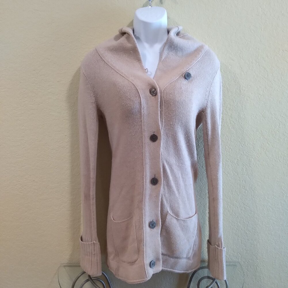 Eddie Bauer Women's Long Sleeve Sweater Button Front Medium Tan